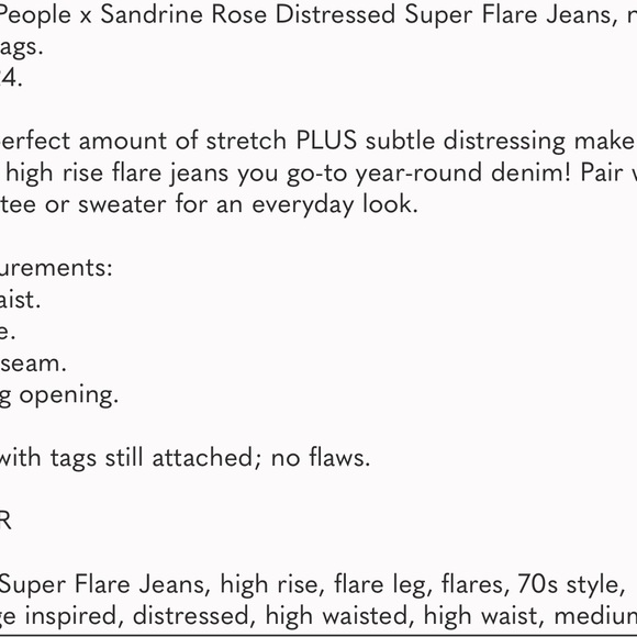 Free People x Sandrine Rose Distressed Super Flare Jeans Size 24 NWT High Rise - Picture 9 of 9